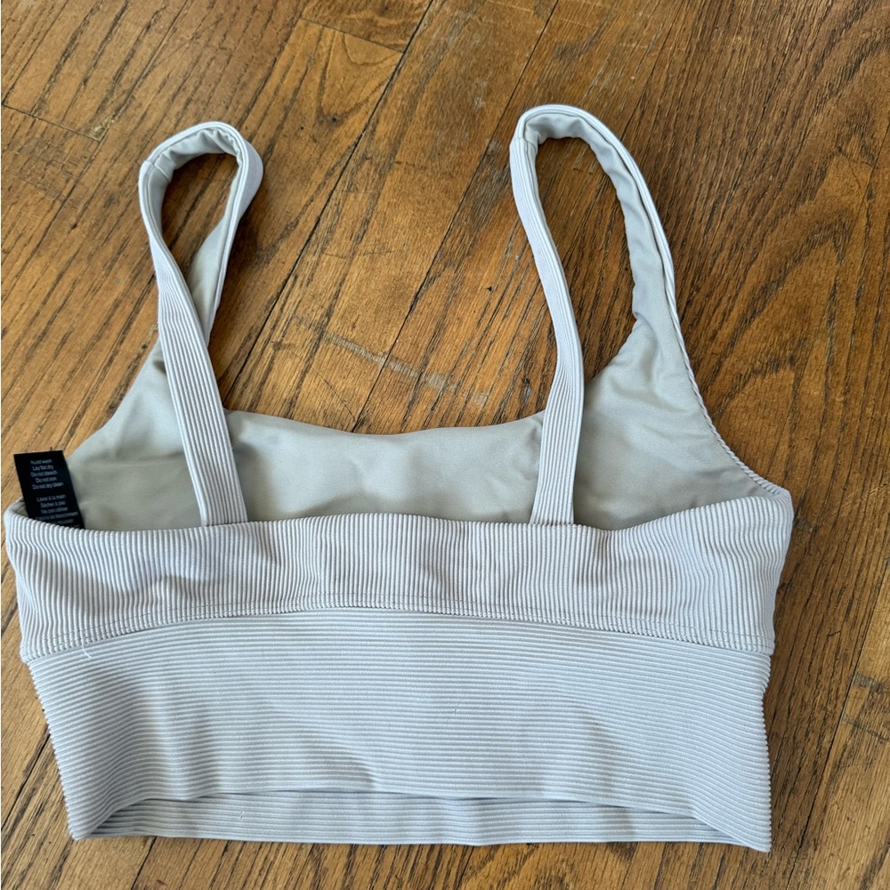 Beach Riot Ribbed Light Beige Sports Bra - Picture 2 of 3